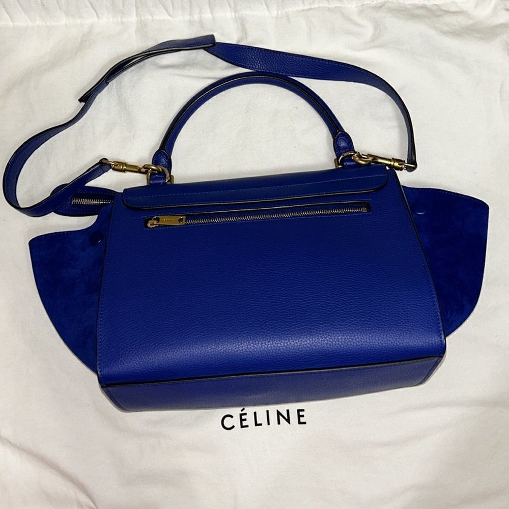 Authentic Celine Leather/Calfskin Suede Trapeze Indigo Shoulder/Top Hand… - Picture 8 of 17